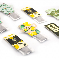 Premium tea bags with logo